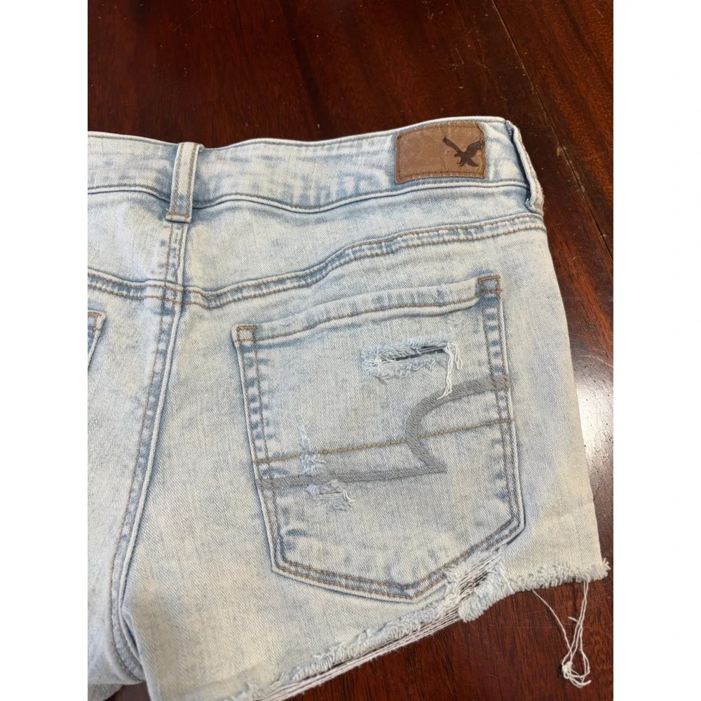 American‎ Eagle Shortie Distressed Lace Crochet Denim Shorts 6 Super Stretch
